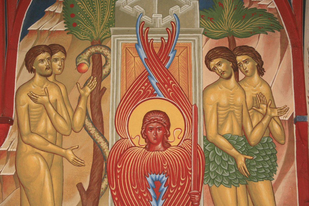 Adam og Eva. Saint-Antoine-le-Grand ortodokse kirke Saint-Laurent-en-Royans Frankrike av Unbekannt