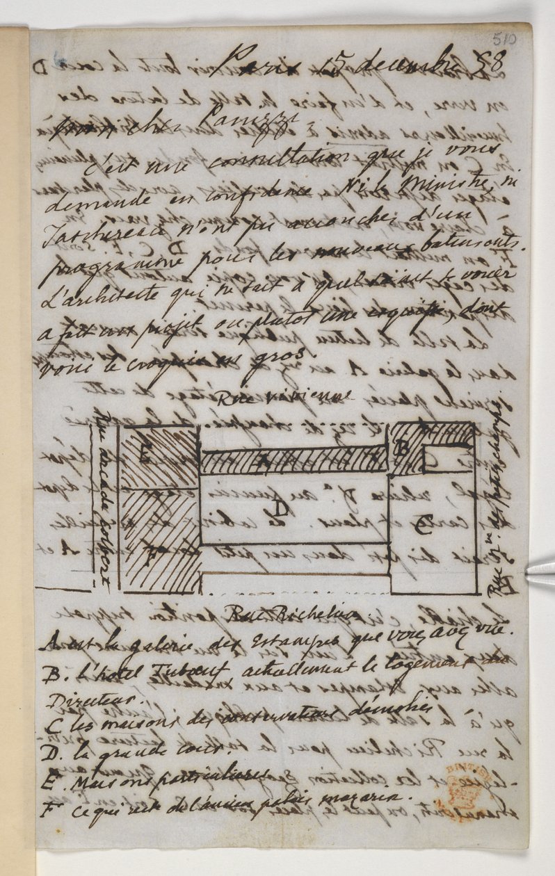Legg til MS 36718 f.510 Brev til Panizzi av Unbekannter Künstler