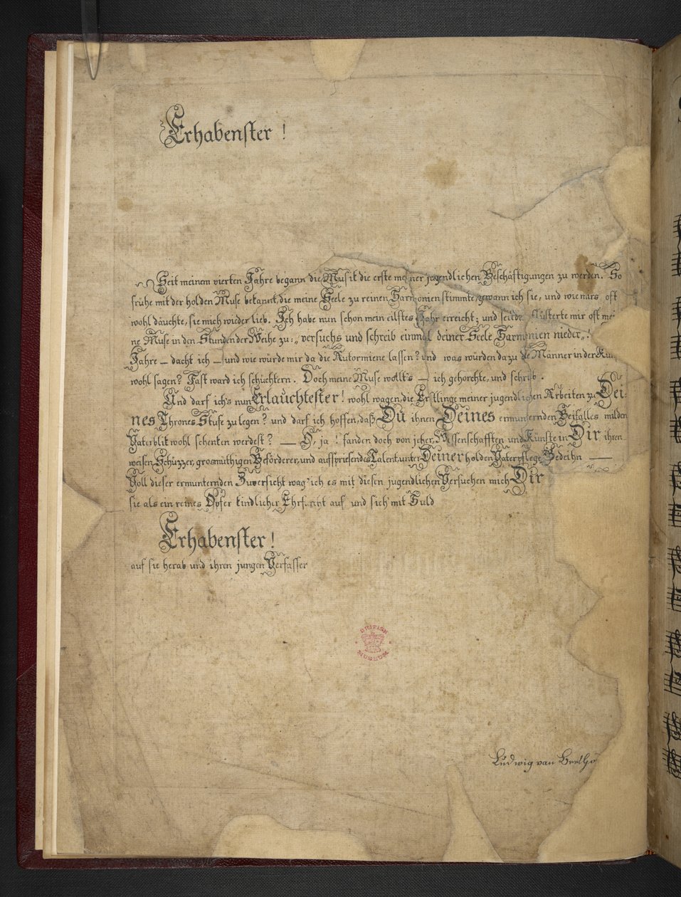 Legg til MS 41631 f.1v Beethovens kopi av hans tre tidlige pianoforte-sonater i Eb, F-moll og D av Unbekannter Künstler