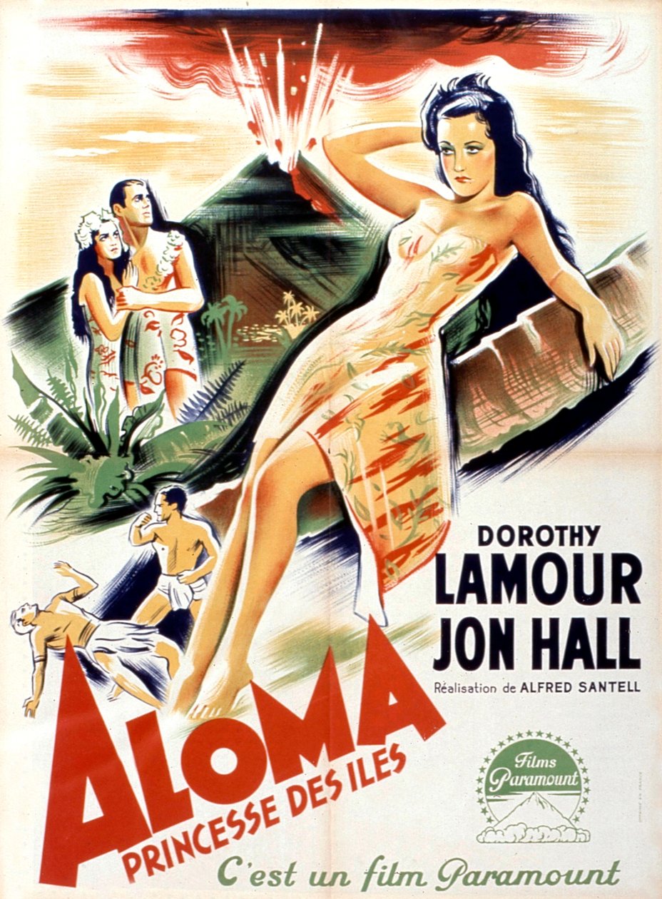 Aloma of the South Seas filmplakat av AlfredSantell med Dorothy Lamour og Jon Hall i hovedrollene 1941 av Unbekannt
