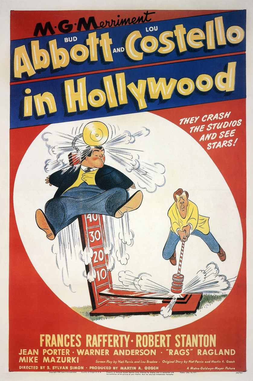 Plakat av filmen Deux nigauds a Hollywood, ABBOTT AND COSTELLO IN HOLLYWOOD av SYLVANSIMON med Bud Abbott og Lou Costello 1945 av Unbekannt