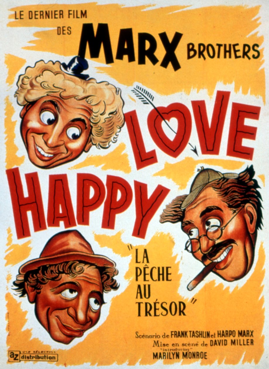 Plakat for filmen Treasure Fishing, LOVE HAPPY, av DAVIDMILLER med Marx Brothers 1949 av Unbekannt