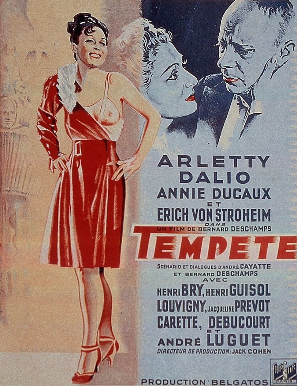 Plakat av filmen Tempete av Bernard Deschamps med Arletty 1940 av Unbekannt