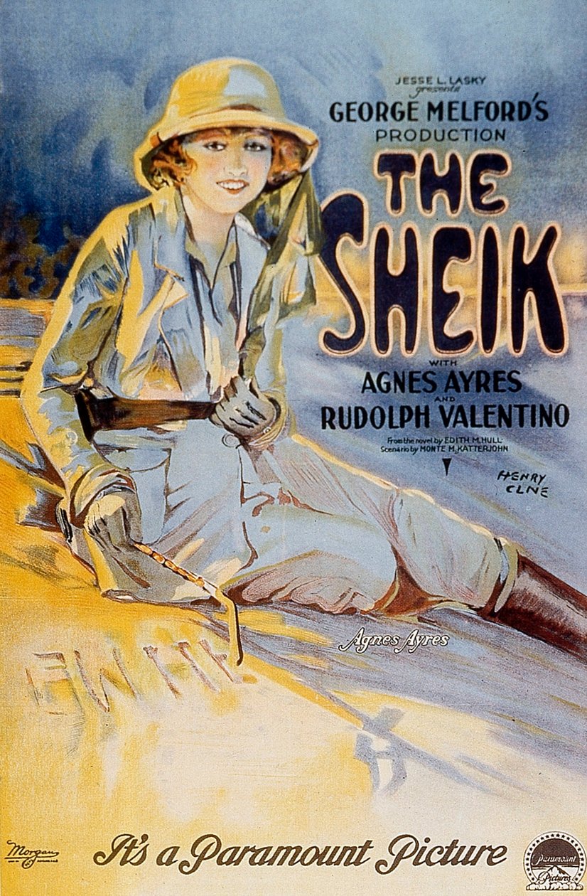 Plakat av filmen The Sheik av GeorgeMeflford med Agnes Ayres 1921 i hovedrollen av Unbekannt