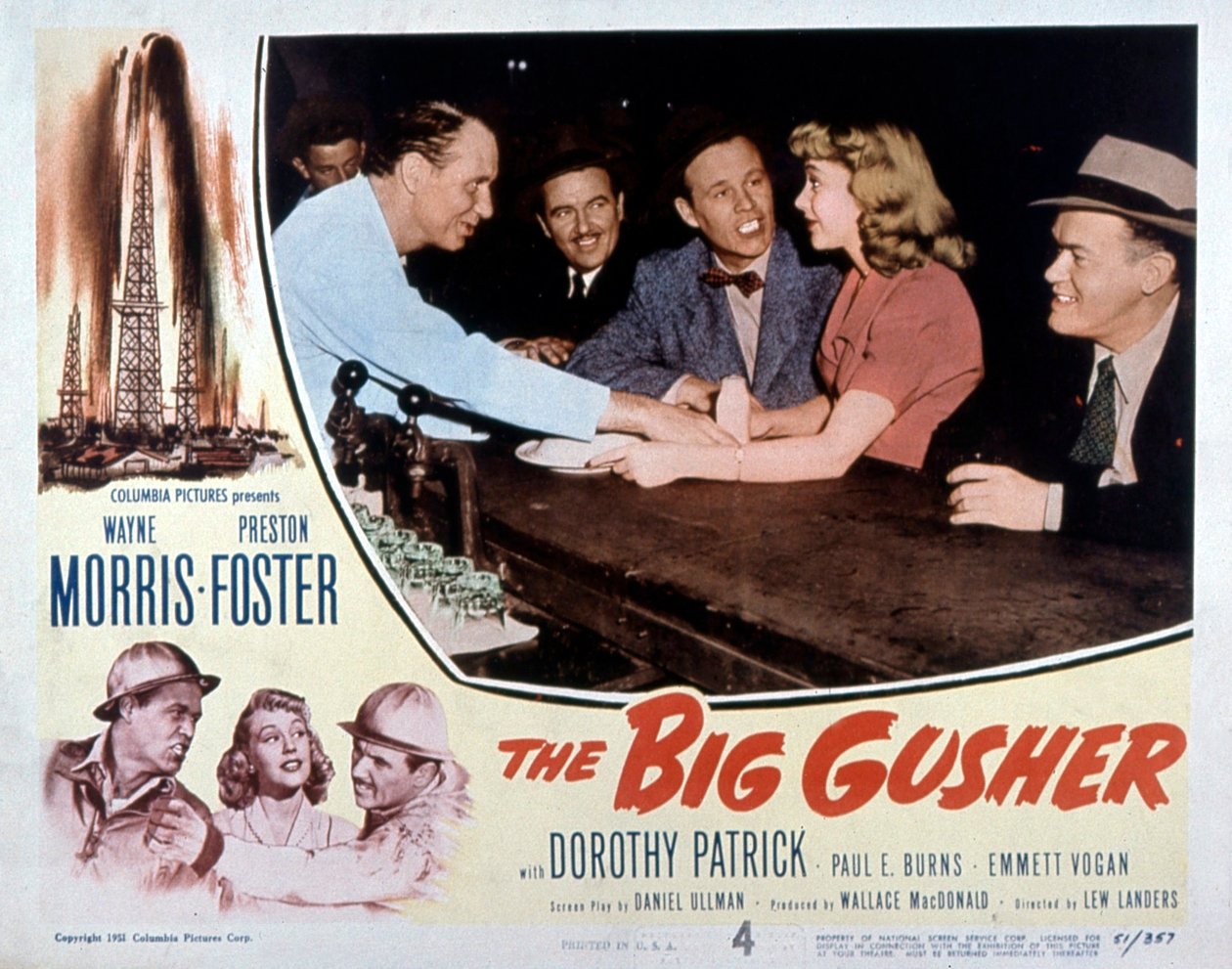 Plakat for filmen The big Gusher av LewLanders med Wayne Morris og Preston Foster 1951 av Unbekannt