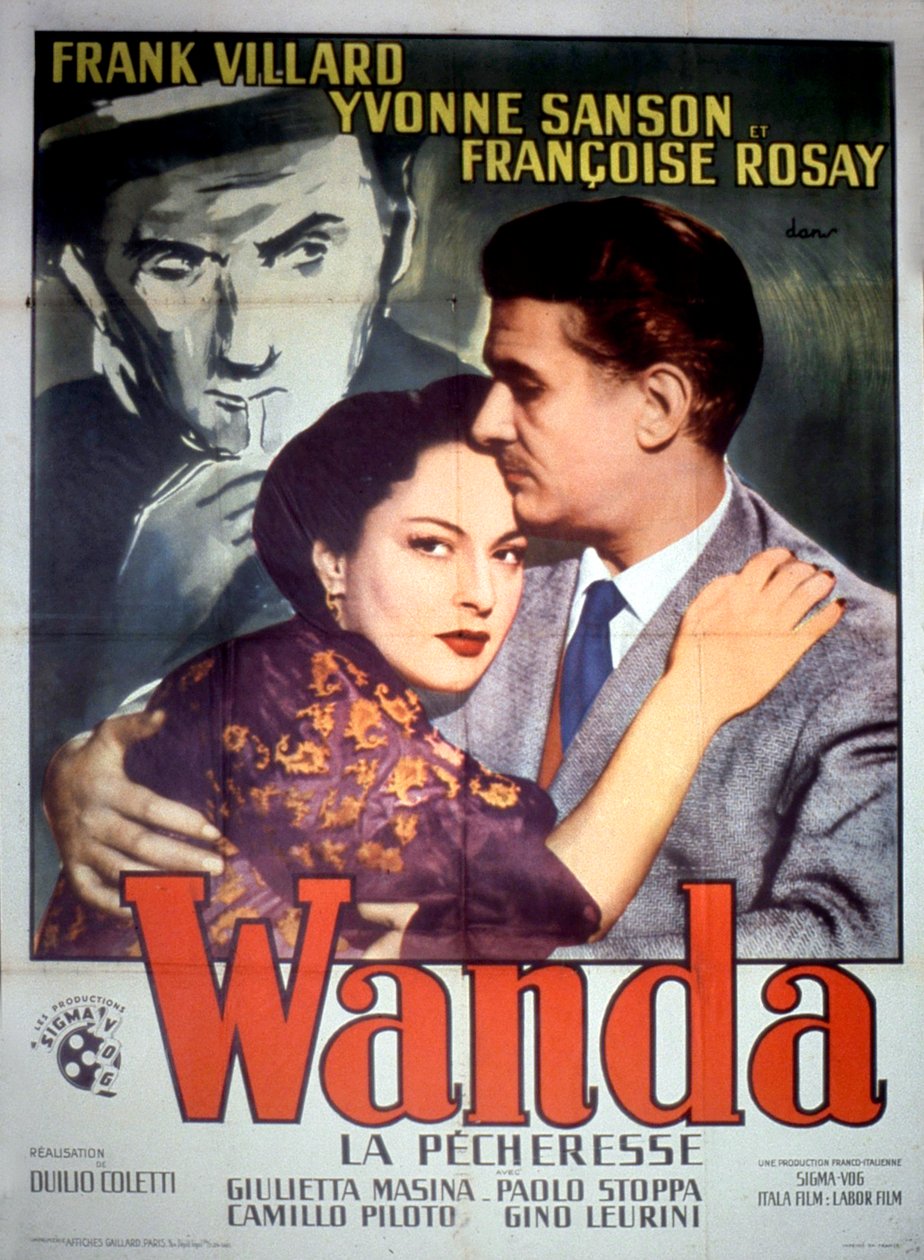 Plakat av filmen Wanda la pecheresse av DuilioColetti med Frank Villard Yvonne Sanson og Francoise Rosay 1952 av Unbekannt