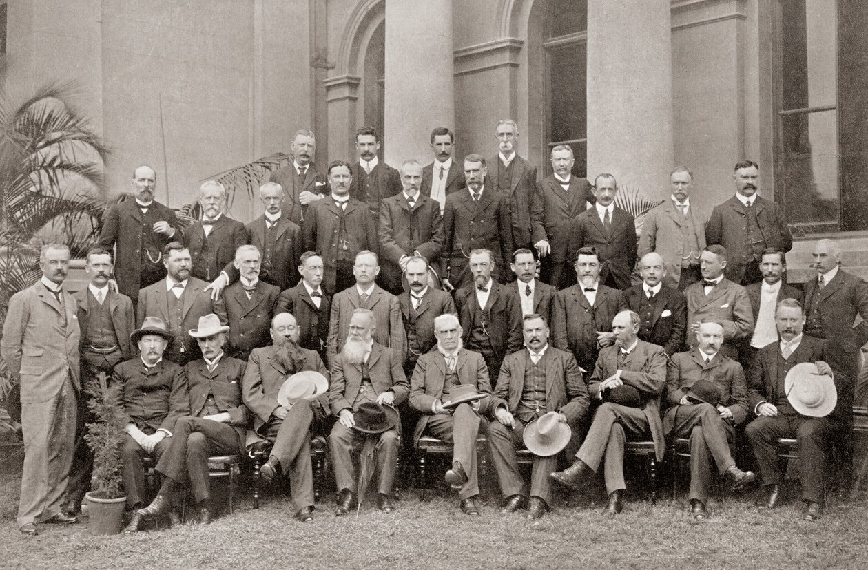 Afrikanske kolonimedlemmer av Closer Union Convention fra 1908 som nådde vilkår som resulterte i at det britiske parlamentet vedtok Sør-Afrika-loven av 1909. av Josef Eberz