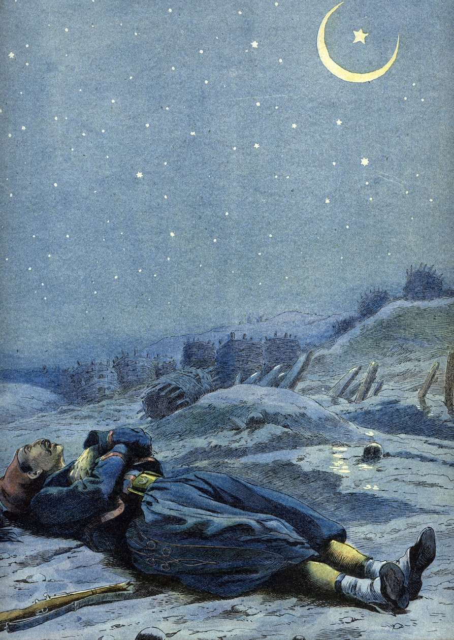 Allegori om den tyrkiske nasjonalsangen: en soldat som døde for landet sitt, rundt 1900 (illustrasjon) av Unbekannter Künstler