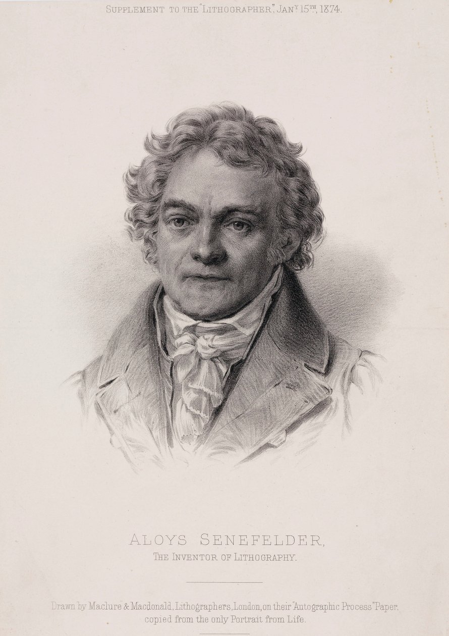 Alois Senefelder, tysk oppfinner av litografi, c1810 av Unbekannt