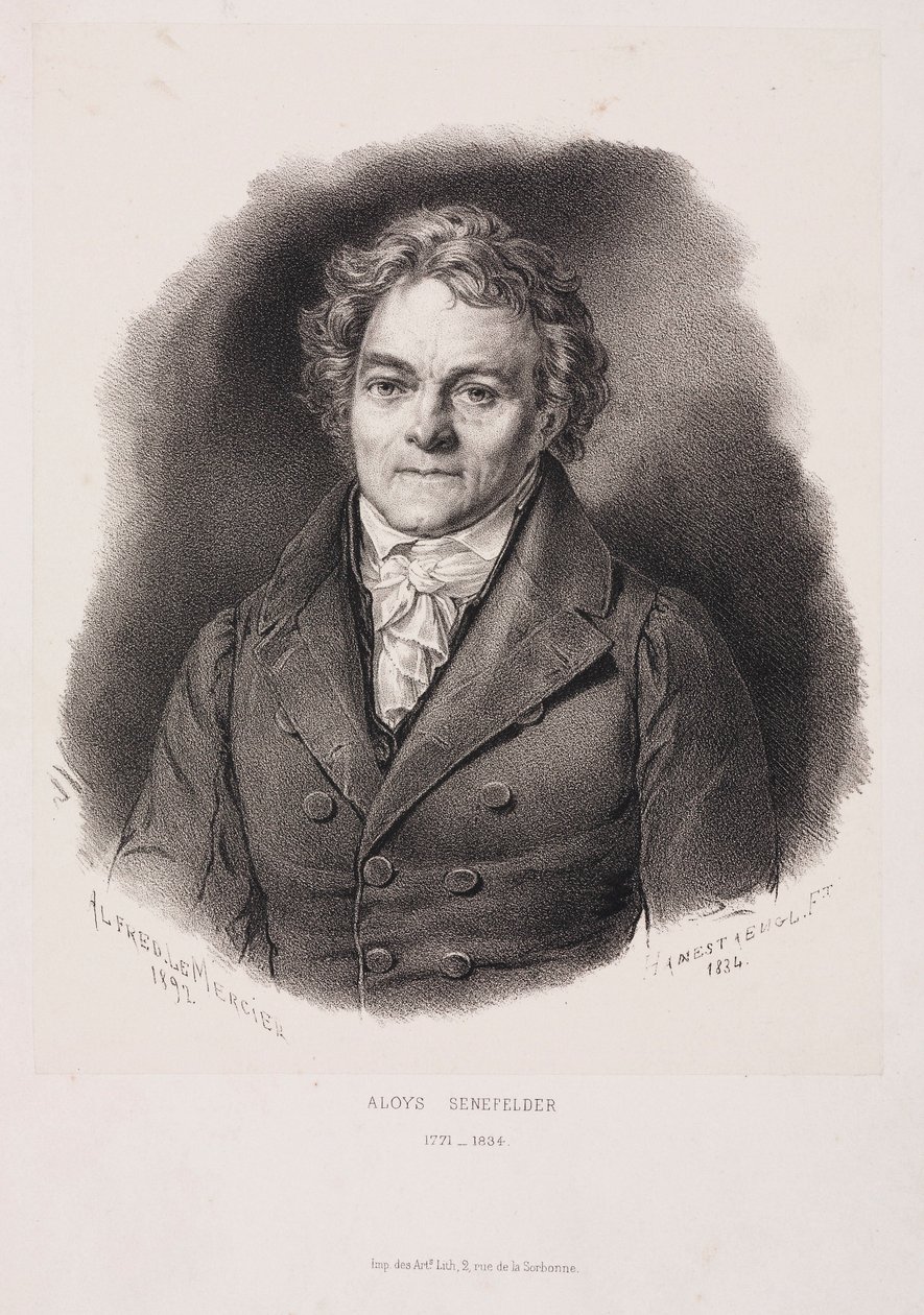 Alois Senefelder, tysk oppfinner av litografi, tidlig på 1800-tallet av Unbekannt