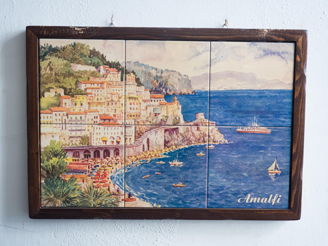 Amalfi, flisemaling, Amalfi, Amalfikysten, Costiera Amalfitana, Salerno-provinsen, Campania, Italia, Europa (bilde) av Unbekannter Künstler