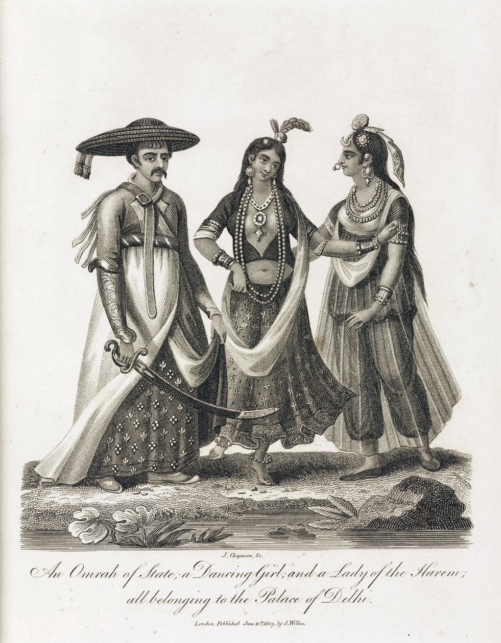 En Omrah of State; en dansende jente; og en Lady of the Harem, India av Unbekannt
