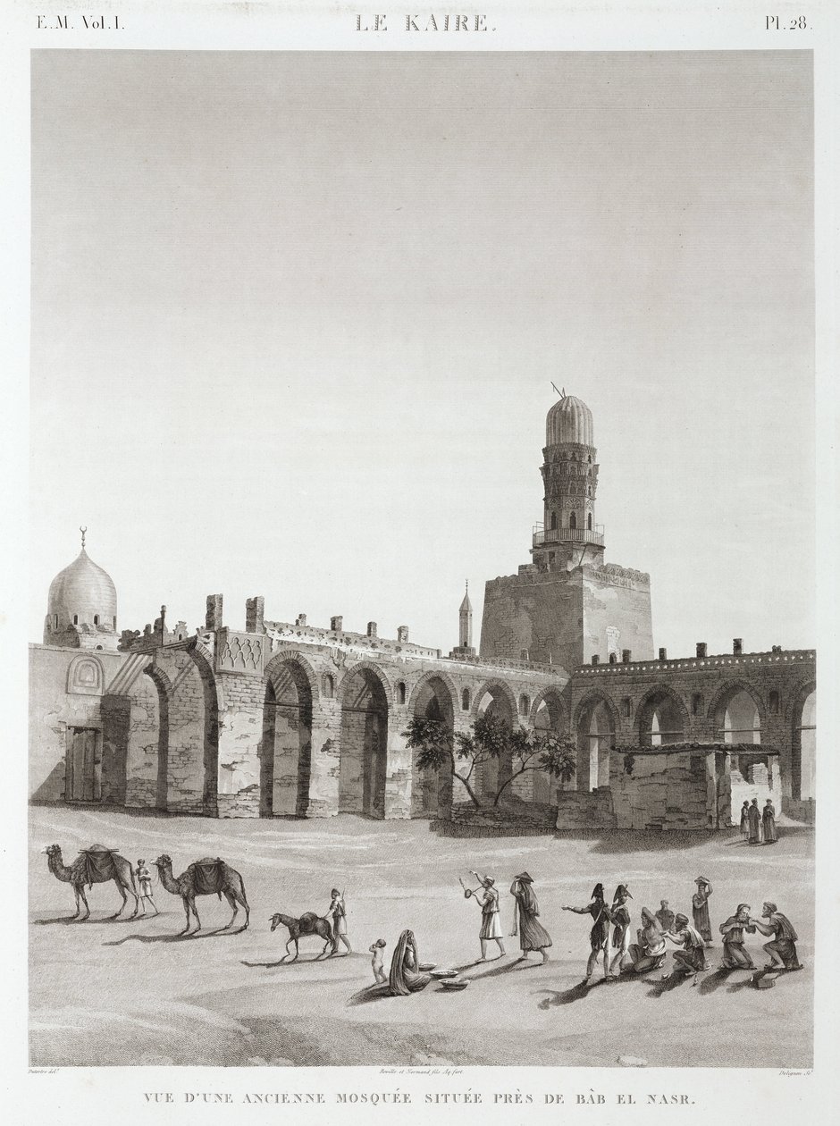 En gammel moske nær Bab el-Nasr, Kairo, Egypt, ca 1798 av Unbekannt