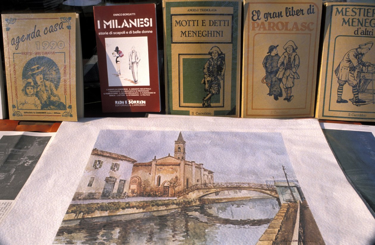 Antikvitetsmarked, Naviglio Grande, Milano, Lombardia, Italia av Unbekannt
