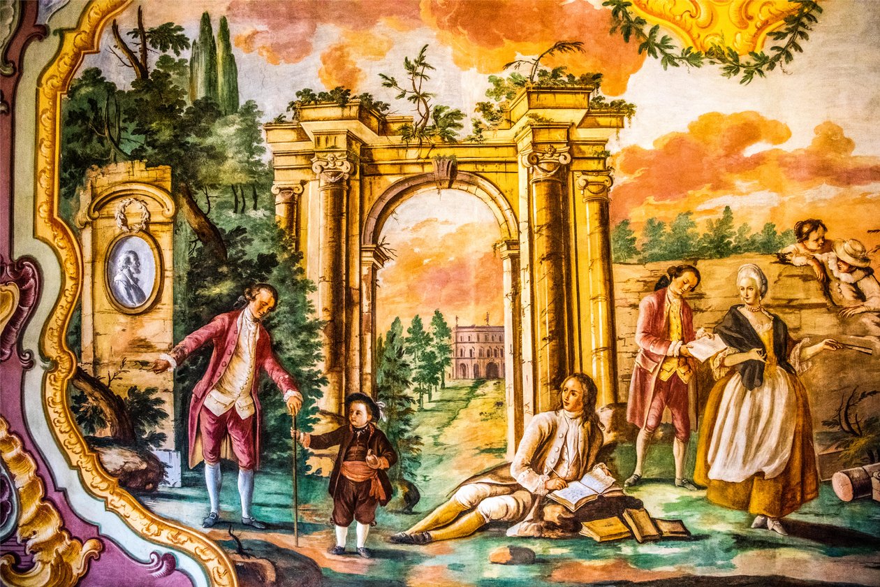 Arcadia-rom med fresker av Domenico Carella, Palazzo Ducale, Martina Franca, Apulia, Martina Franca, Apulia, Italia, Europa (bilde) av Unbekannter Künstler