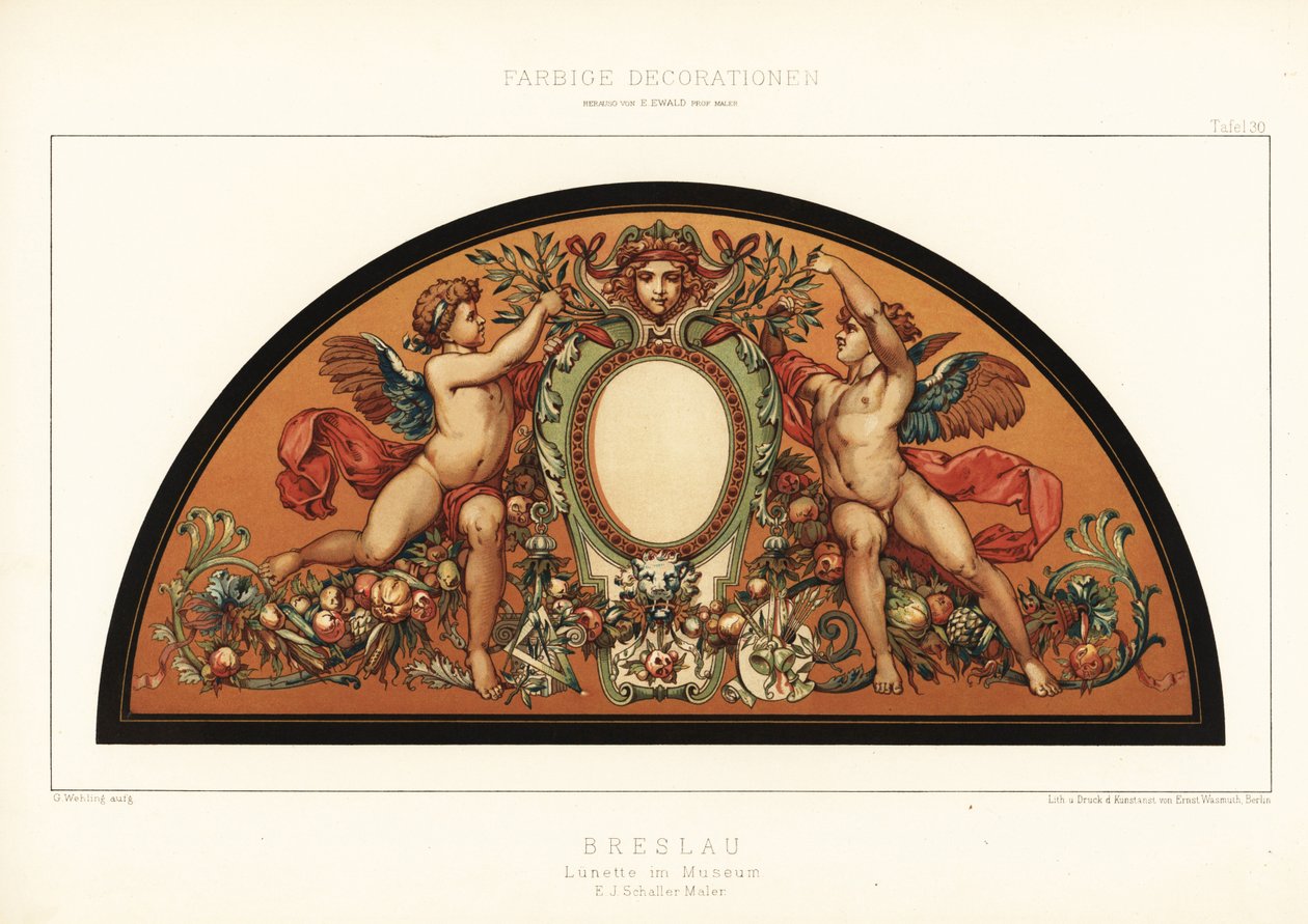 Art nouveau-skjerm i Wroclaw Museum, Polen, 1890 (kromolitografi) av Unbekannter Künstler