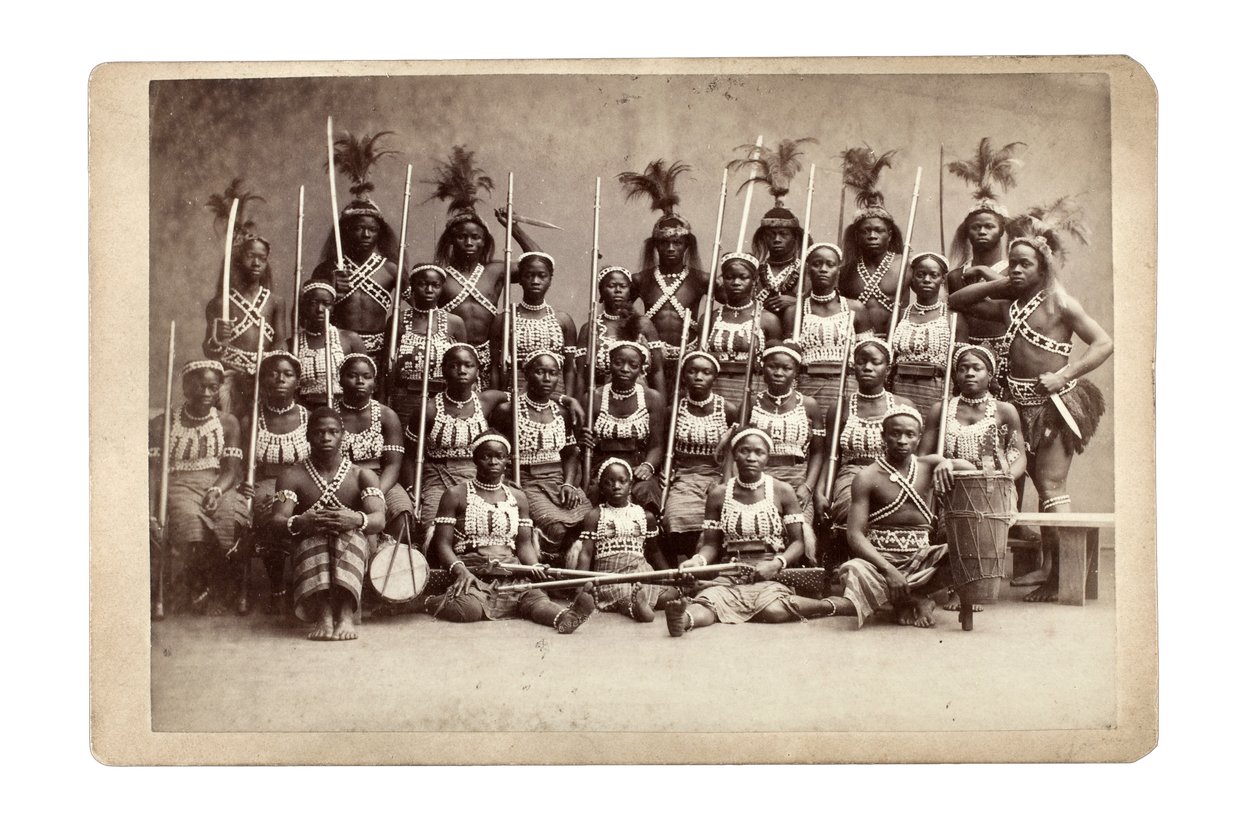 Ashanti gruppeforelesning, Tyskland 1890-tallet (s/hvitt-bilde) av Unbekannt