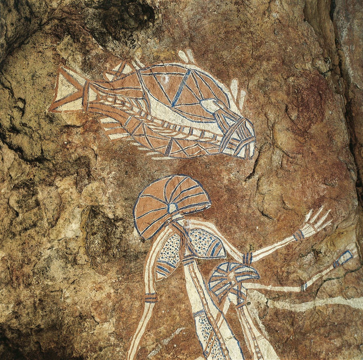 Australia, Northern Territory, Arnhem Land, Kakadu National Park, Nourlangie Rock, Aboriginal bergmalerier av William M. Timlin