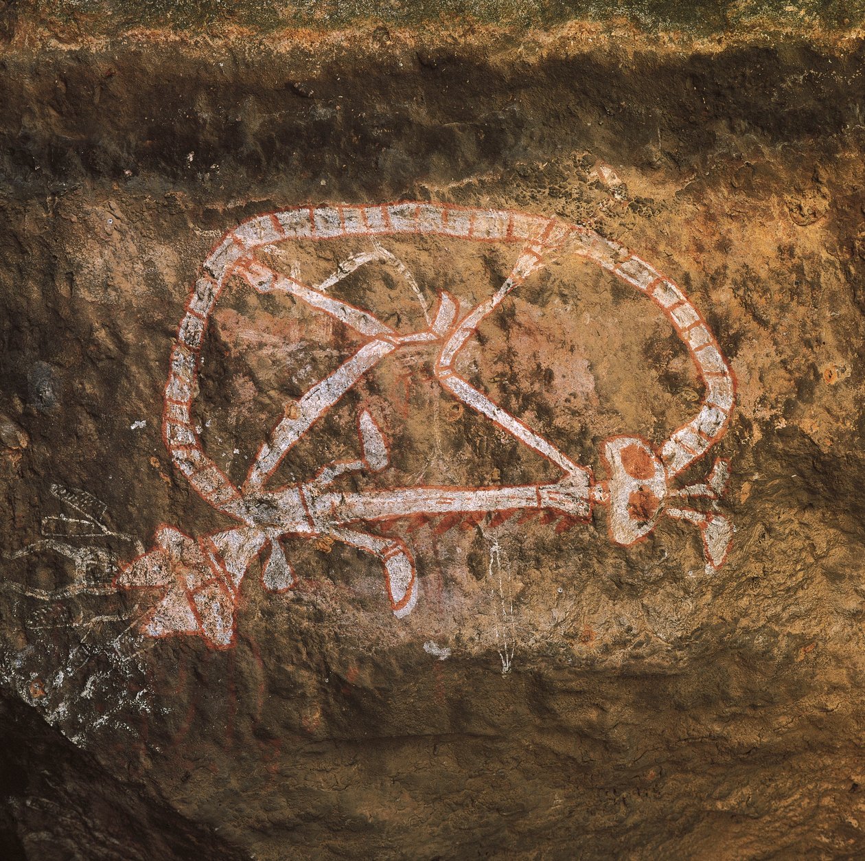 Australia, Northern Territory, Arnhem Land, Kakadu National Park, Nourlangie Rock, aboriginal bergmalerier av Benjamin Baud