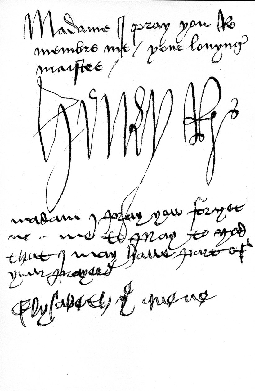 Autografinskripsjoner og signaturer til kong Henry VII og dronning Elizabeth av York (penn og blekk på vellum) (se også 441030) av Unbekannt