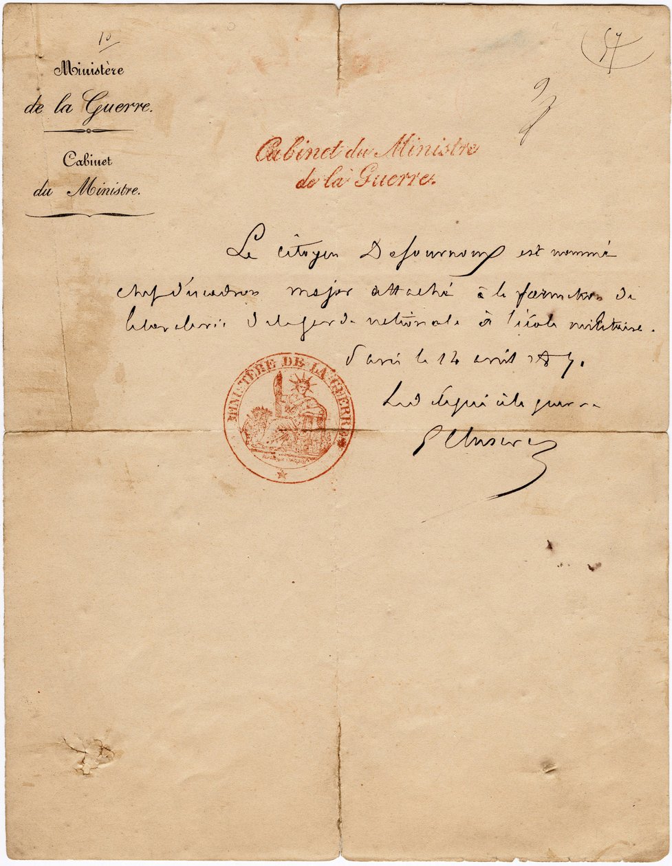 Autografbrev fra delegaten til krigen Gustave Paul Cluseret under Paris-kommunen. Dim. 10,7x6,8 cm 1871 av Unbekannt