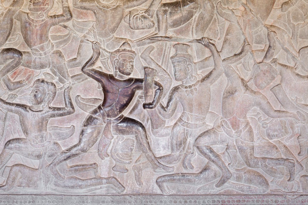 Basrelieffer på det østlige galleriet i Angkor wat, Kambodsja av Unbekannter Künstler