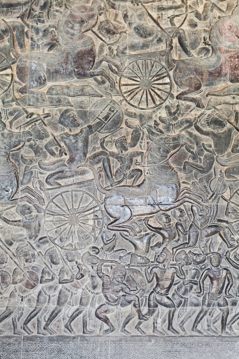 Basrelieffer på det nordlige galleriet i Angkor wat, Kambodsja av Unbekannter Künstler