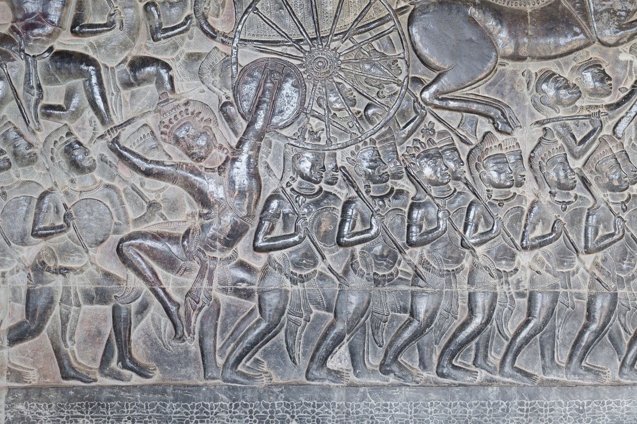 Basrelieffer på det nordlige galleriet i Angkor wat, Kambodsja av Unbekannter Künstler
