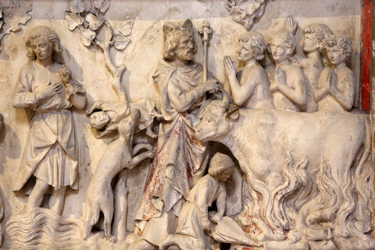 Basilica of St, Denis, Lavrelieff, Skildring av en folkemengde som ber da kongen gikk forbi, Saint-Denis, Frankrike av Unbekannt