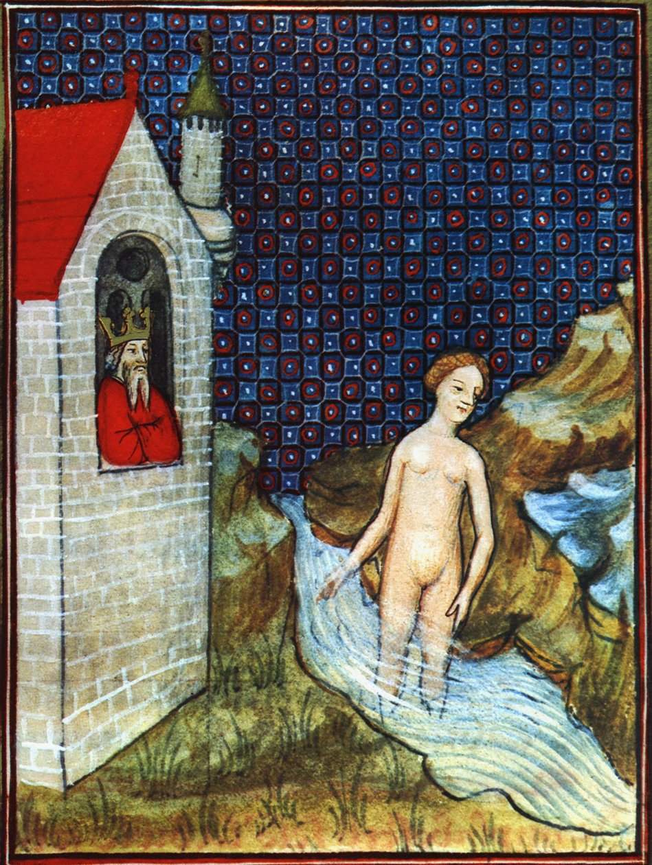 Bathsheba etter en miniatyr av The Bible of Senses fra 1300-tallet av Unbekannter Künstler