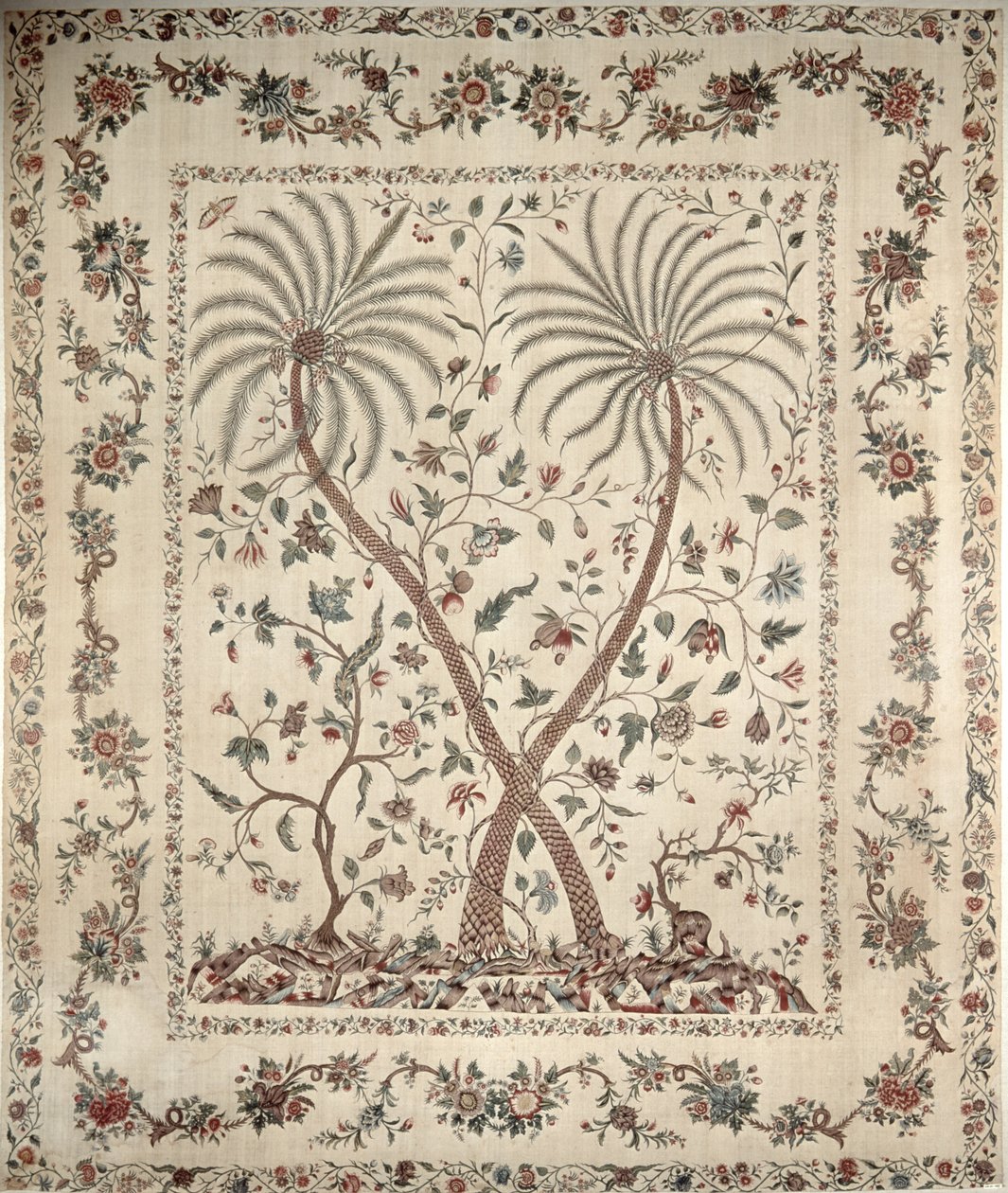 Sengeteppe med palmetremotiver fra den sørlige Coromandelkysten, ca. 1770 (bomull) av Unbekannt
