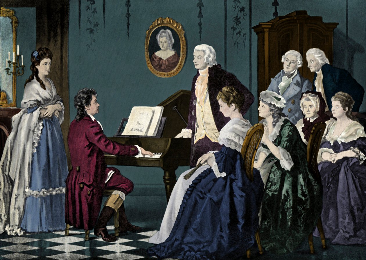 Beethoven spiller hos Wolfgang Amadeus Mozart av Unbekannter Künstler