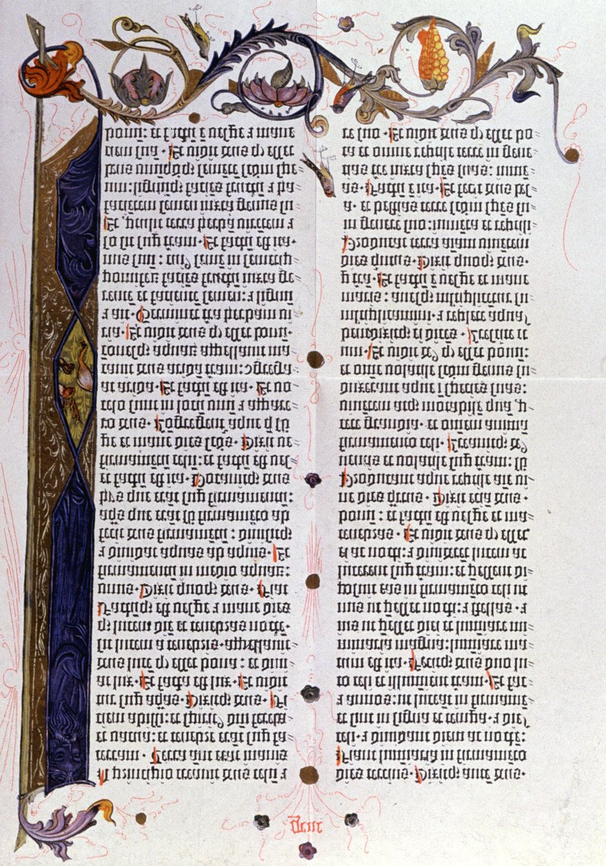 Bibelside 36 linjer fra Gutenberg, Mainz av Unbekannter Künstler