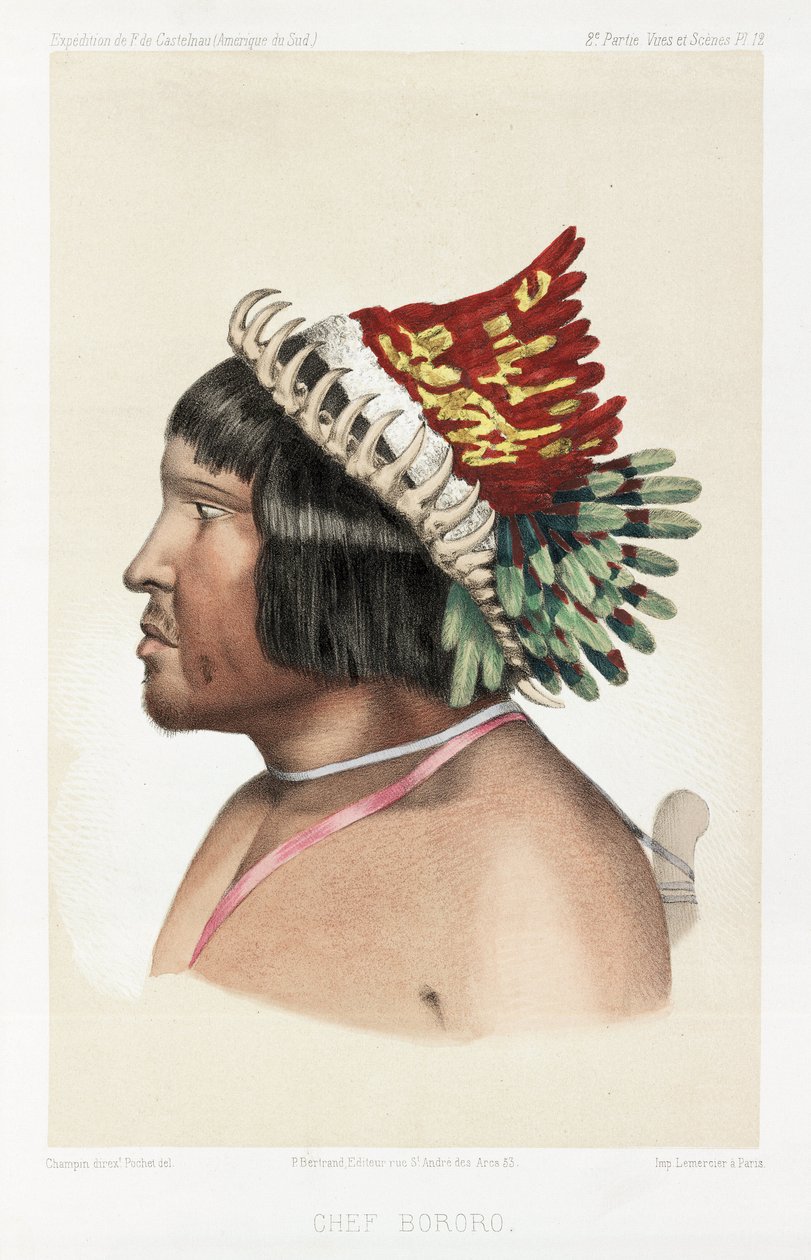 Bororo-sjef, Sør-Amerika, ca 1843-1847 av Unbekannt