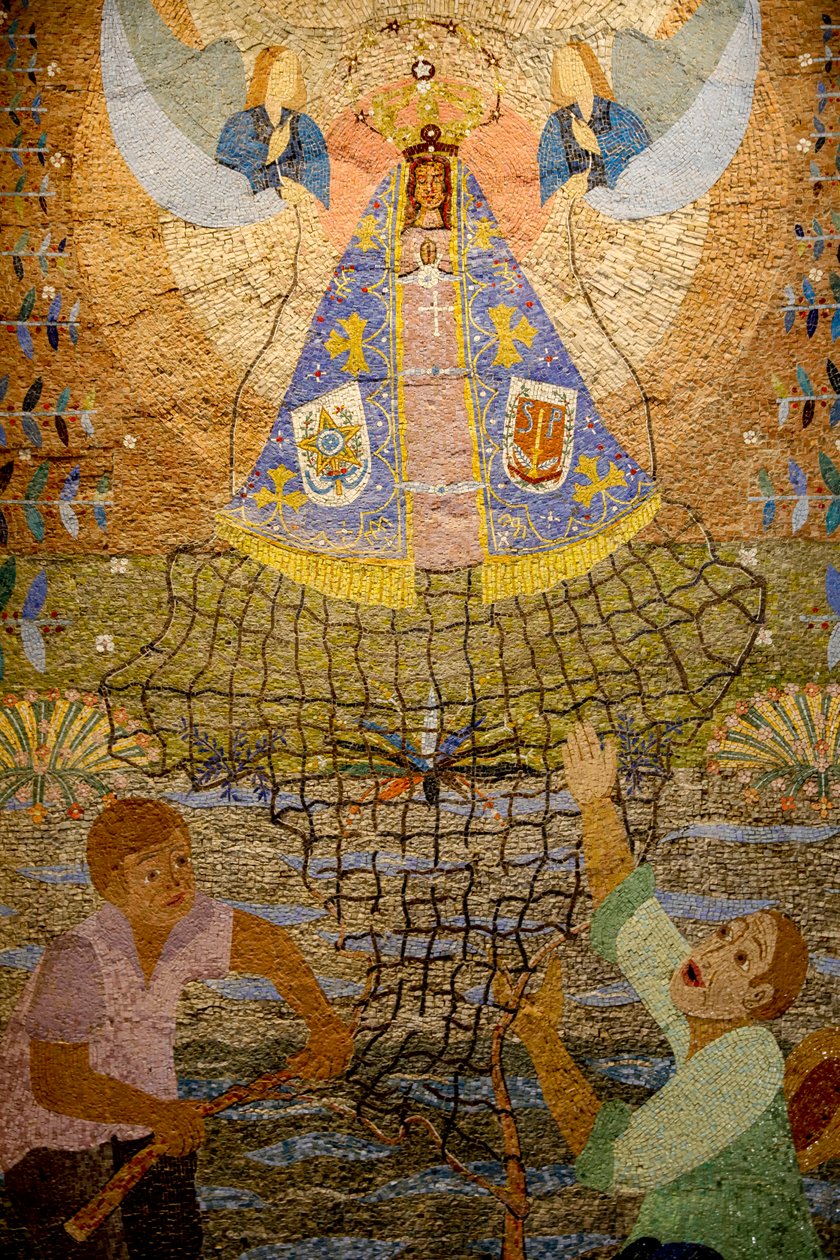 Brasiliansk mosaikk i kunngjøringen romersk-katolske basilikaen, Nasaret, Galilea, Israel. Detalj. (bilde) av Unbekannt
