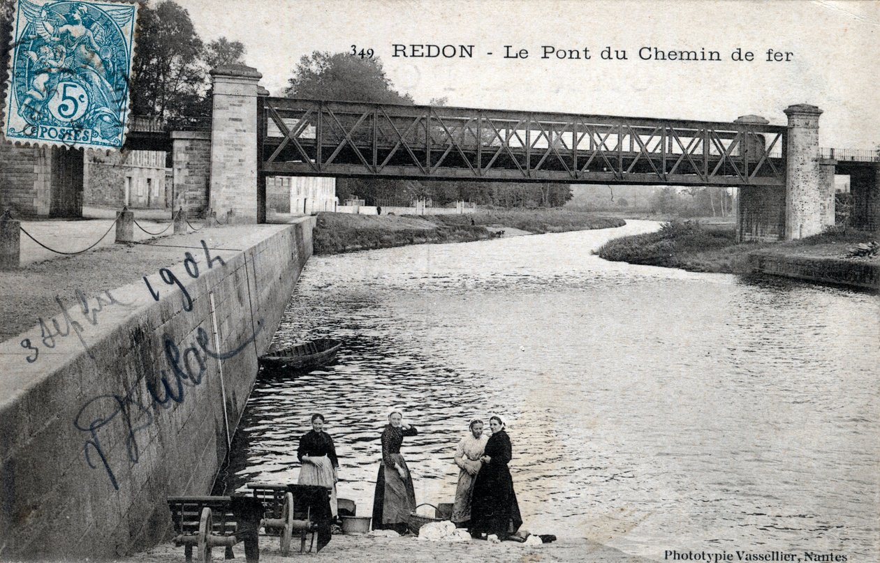 Brittany, Ille et Vilaine (35), Redon: jernbanebroen - Postkort datert 1904 av Unbekannt
