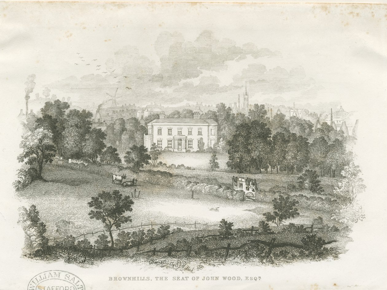 Burslem - "Brownhills" House: gravering, og [? 1800-tallet] av Unbekannt
