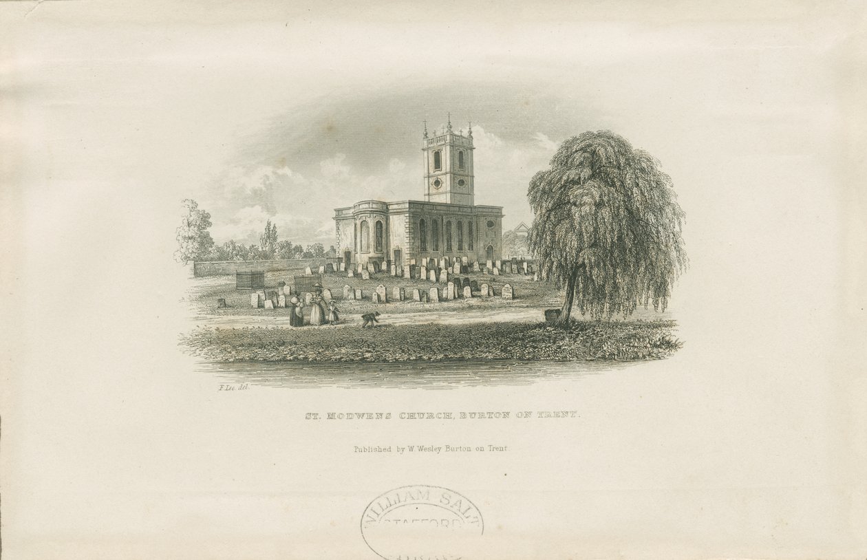Burton-upon-Trent - St. Modwens kirke: stålgravering, og [?1800-tallet] av Unbekannt