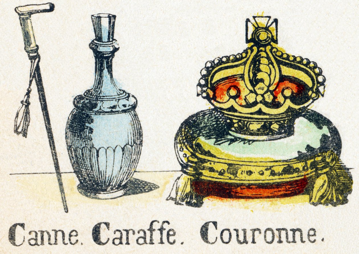 C - Canne Caraffe Crown - Alfabet - underholdning for barn - Bildeepinal, populær serie ca. 1890 (illustrasjon) av Unbekannt