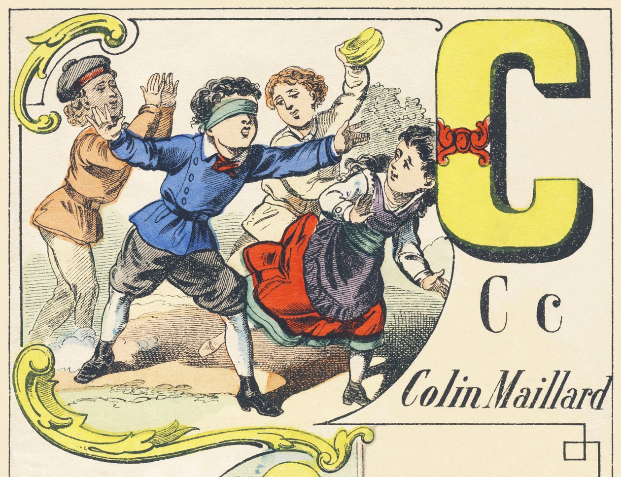 C : colin-maillard - Games Alphabet, ca. 1890 (illustrasjon) av Unbekannt