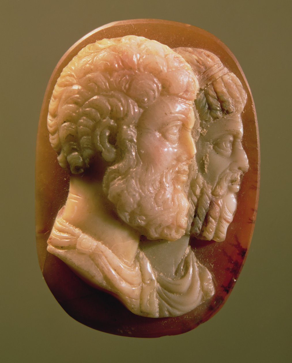 Cameo som viser Marcus Aurelius (121-180) og Lucius Verus (130-169) Roman (onyx) av Unbekannt