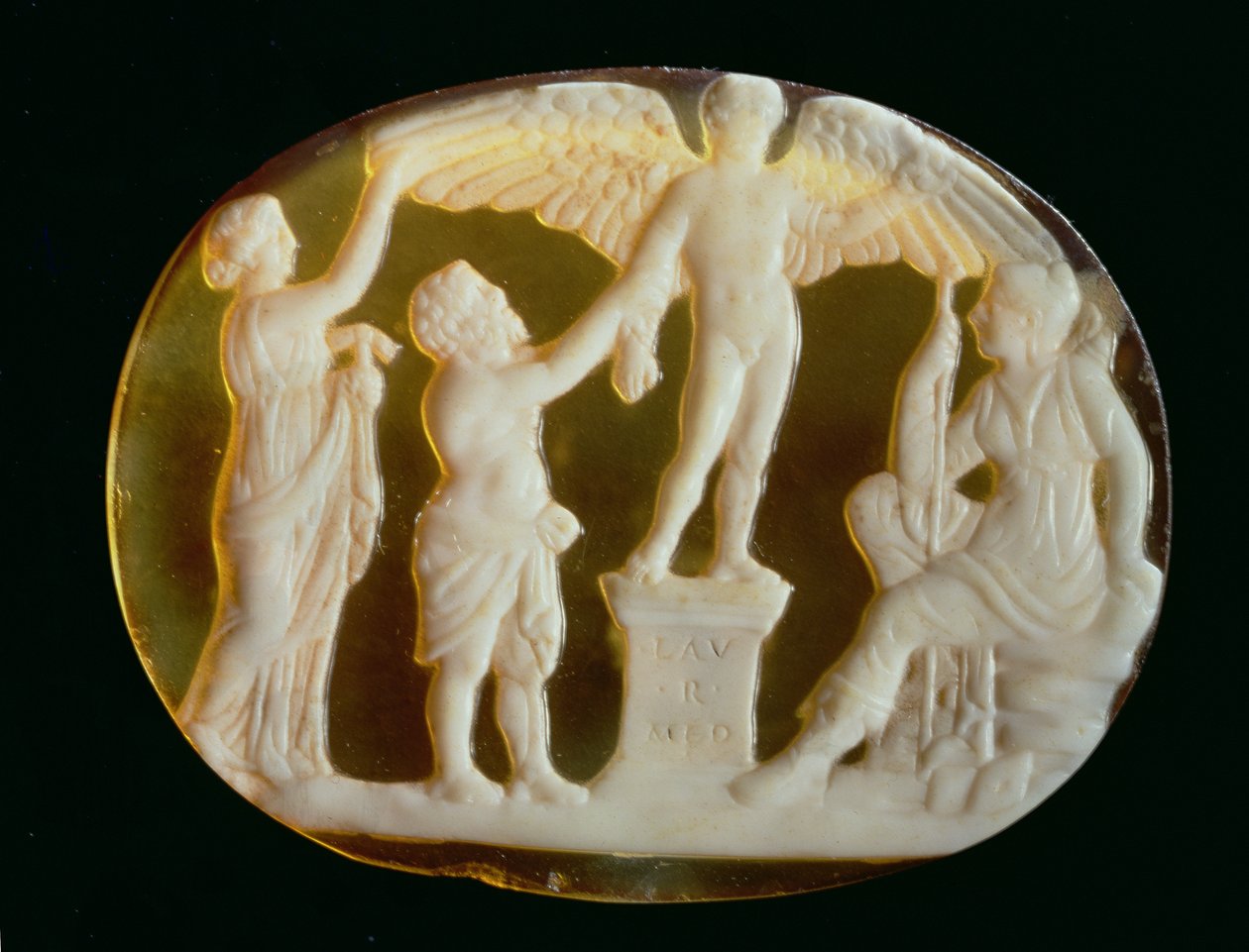 Cameo av Ikaros og Daedalus med Persephone og Artemis av Unbekannt
