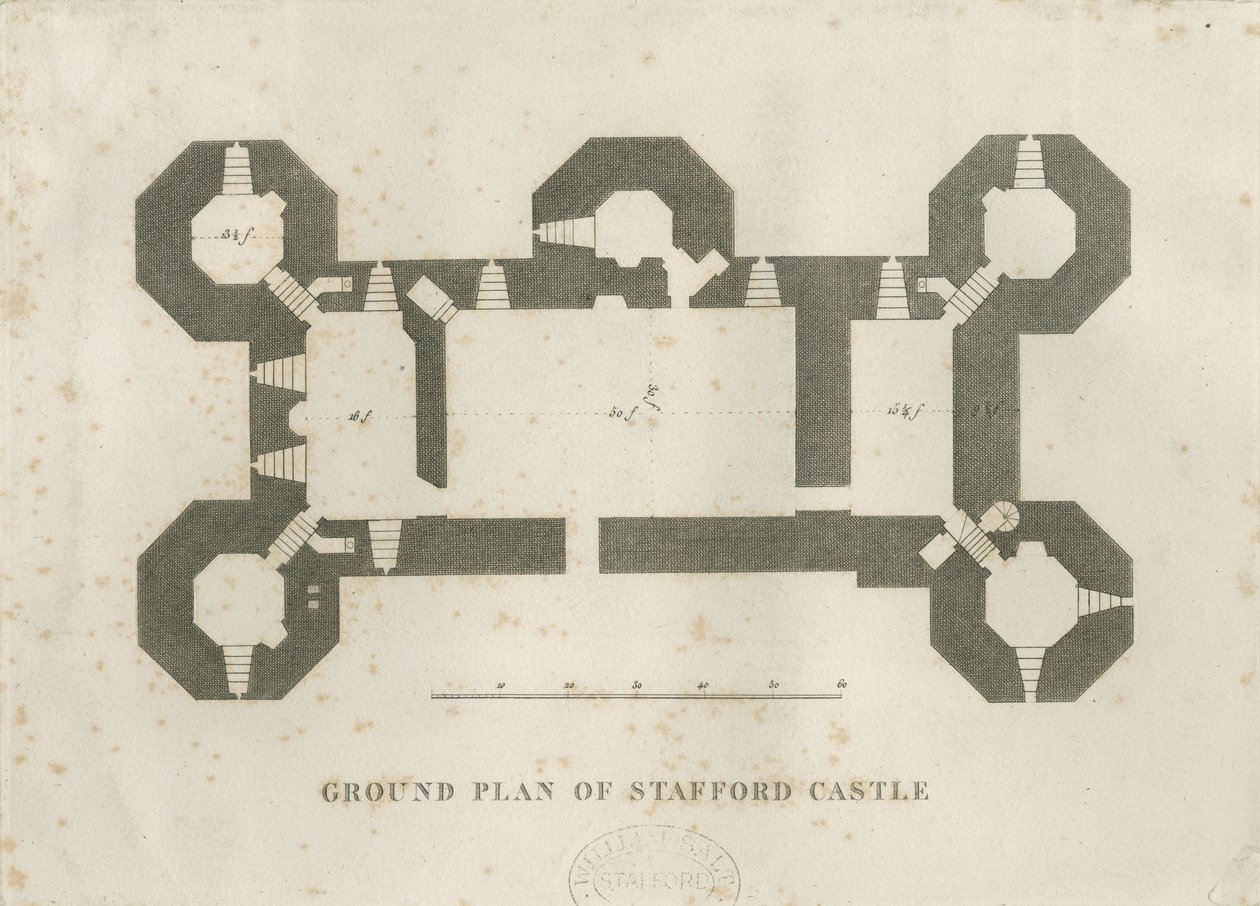 Castle Church - Stafford Castle: gravering og [1800-tallet] av Unbekannt