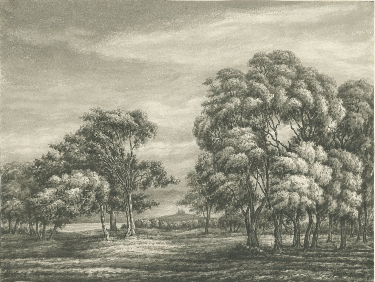 Castle Church - Stafford Castle: sepia-tegning, nd [?1800-tallet] av Unbekannt
