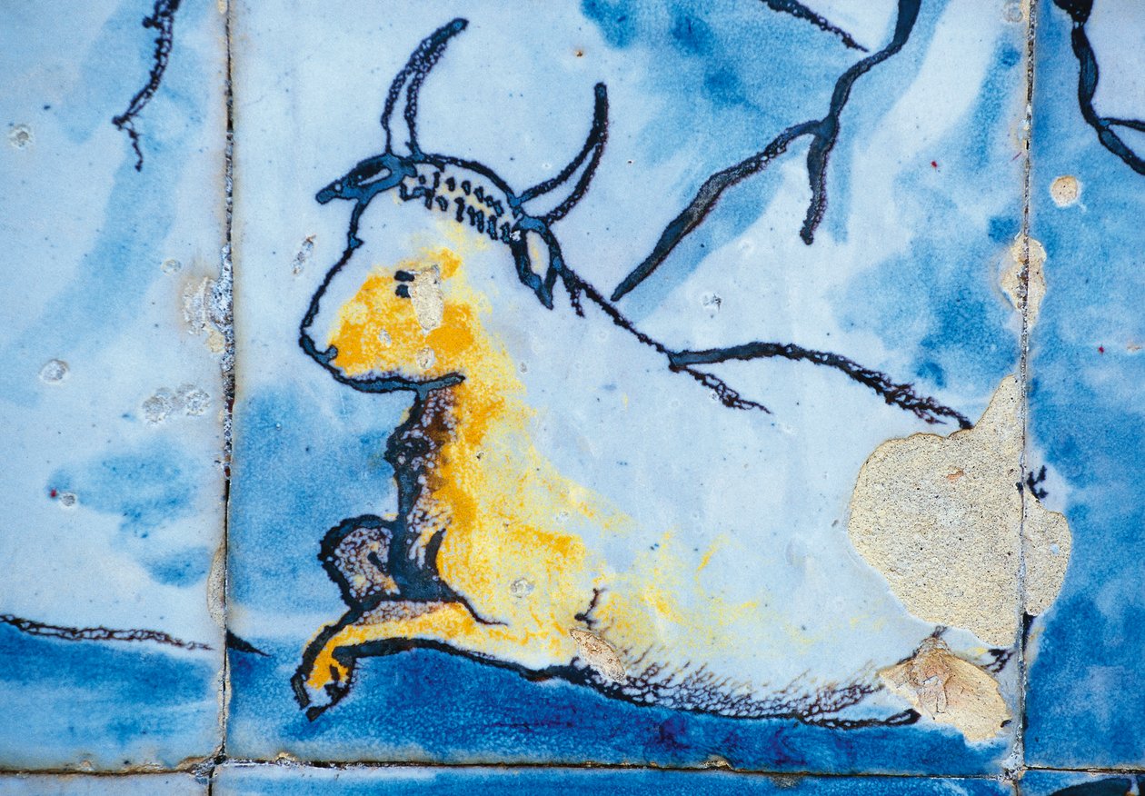 Storfe, azulejos-fliser, Palace of Marquises of Fronteira, Lisboa, Portugal Detalj av Benjamin Baud