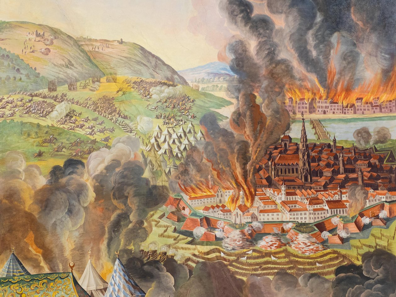 Takfreskomaleri i sidegangen til St. Katarina-kirken, Nedlegging av Wien i 1683, Habsburgernes mausoleum, Graz, Steiermark, Østerrike, Europa (bilde) av Unbekannter Künstler