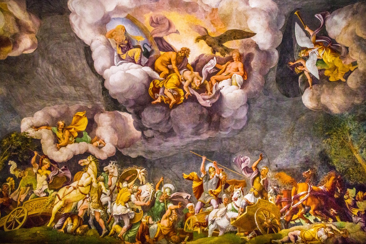 Takmaleri i Palazzo Duccale, Royal Palace, Castle San Giorgio, Mantua, Lombardia, Italia, Europa (bilde) av Unbekannter Künstler