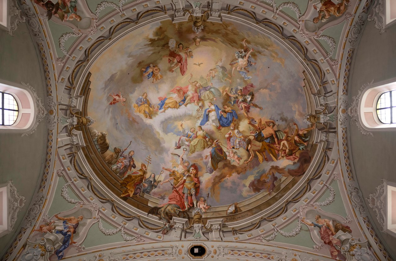 Takmaleri, interiørfotografi, St. George Catholic Parish Church, Neustift, Stubai-dalen, Tyrol, Østerrike, Europa (foto) av Unbekannter Künstler
