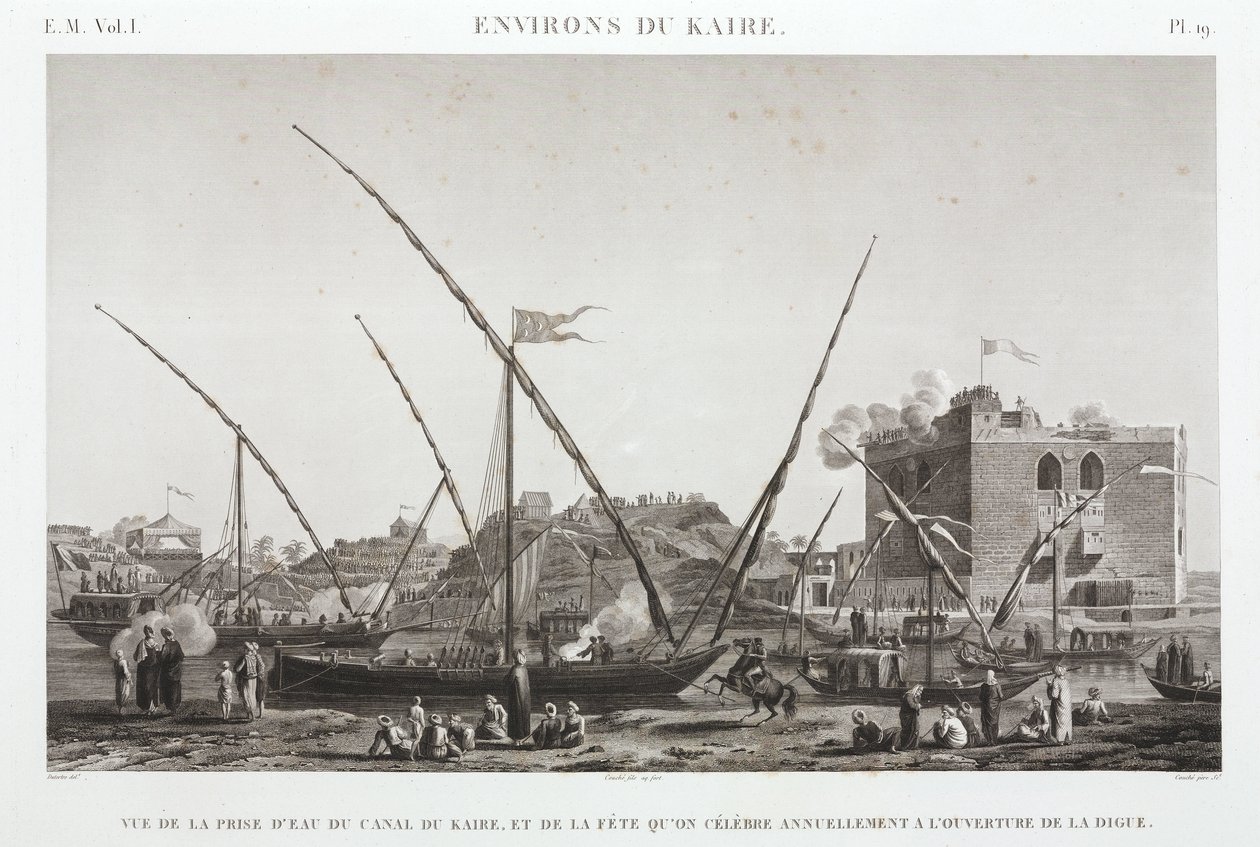 Feirer den årlige åpningen av diket ved Kairo-kanalen, Egypt, ca 1798 av Unbekannt