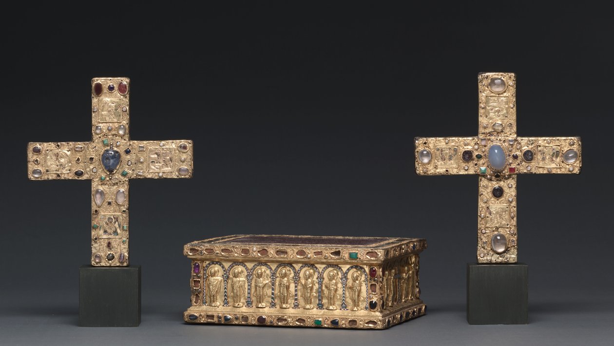 Seremoniell kors av grevinne Gertrude, Niedersachsen, ca. 1038, relikvieveske, 1200-tallet og seremoniell kors av grev Liudolf, kort tid etter 1038 av Unbekannt